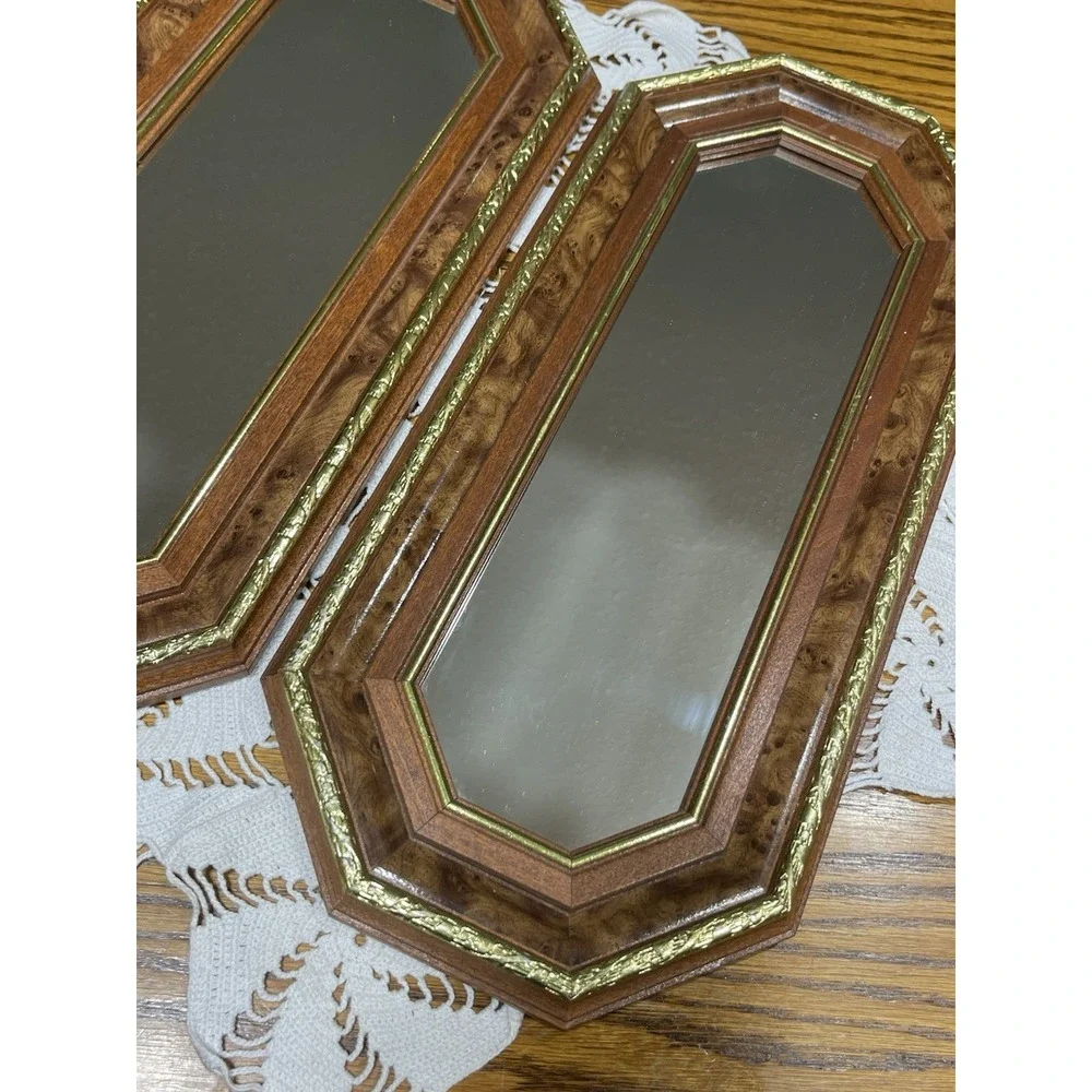 VTG Home Interiors Wood Wall Mirror Gold Trim 18